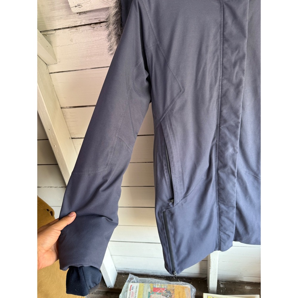 The North Face Gore-Tex 550 Down Parka Navy Blue Faux Fur Hood Jacket Womens M - Picture 3 of 8